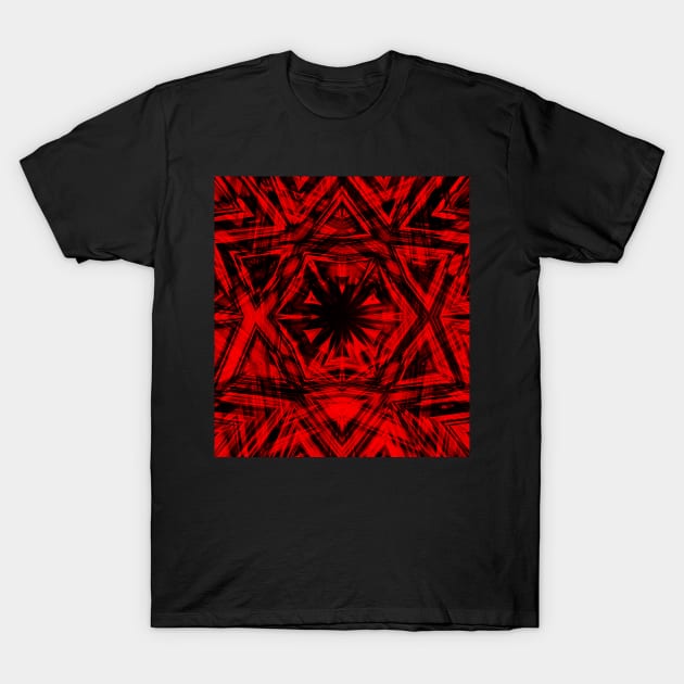 red and black kaleidoscope confusion T-Shirt by hereswendy